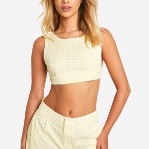 Gingham Backless Crop Top