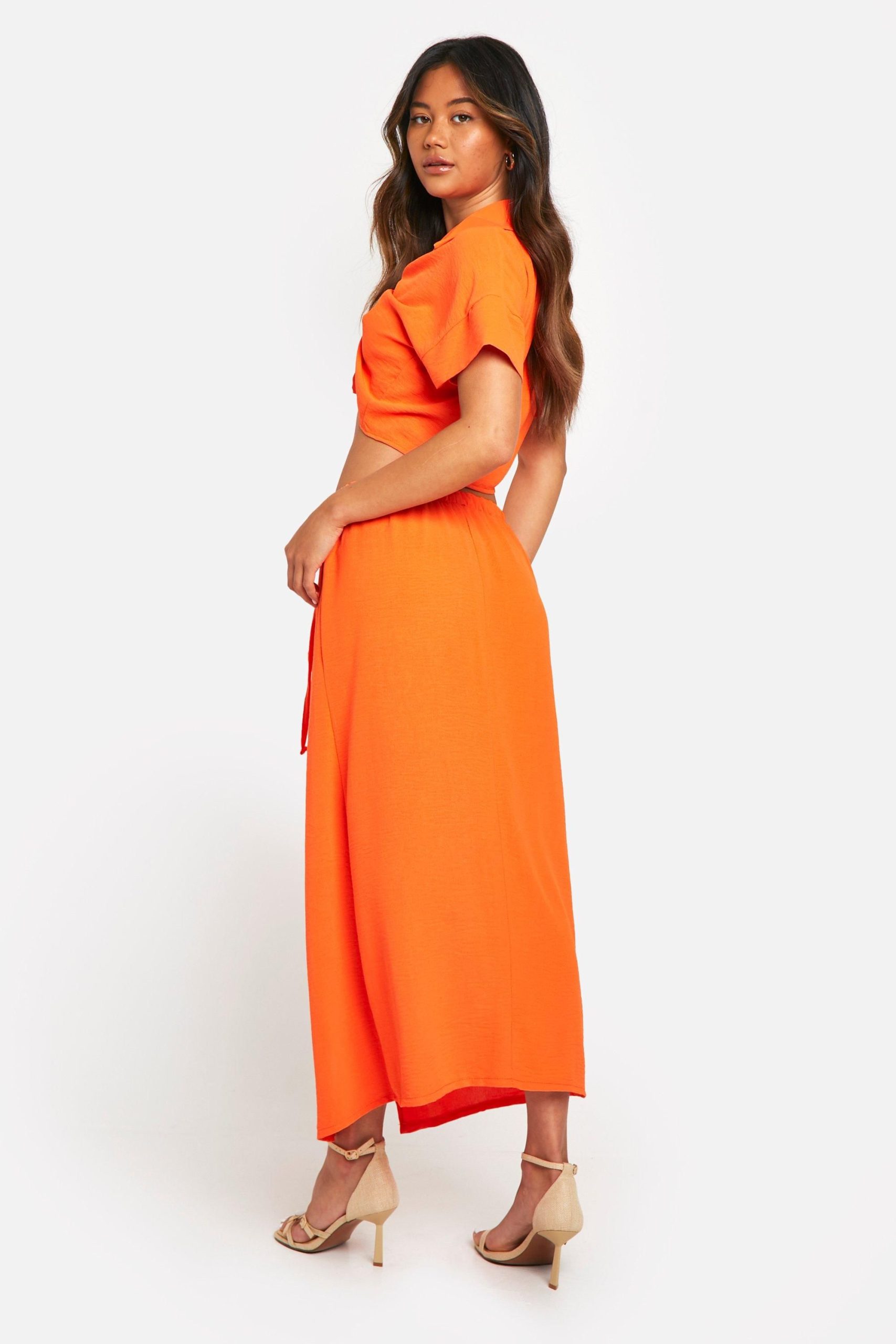 Hammered Ruched Front Shirt & Wrap Midaxi Skirt - Image 2