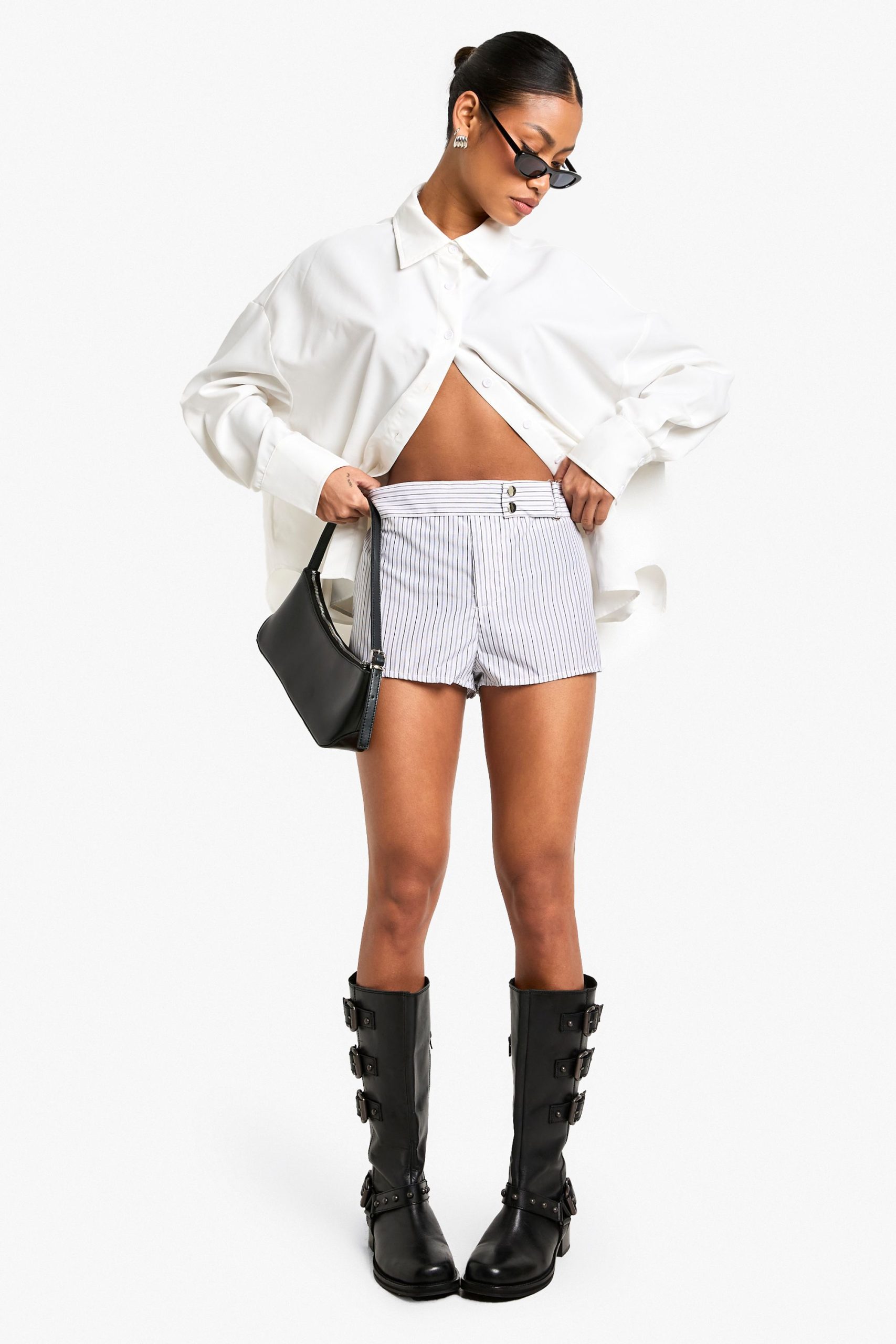 Tailored Pinstripe Micro Shorts - Image 3