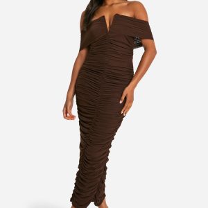 Premium Power Mesh Structured Midaxi Dress