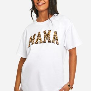 Maternity Mama Leopard Print Oversized T-shirt