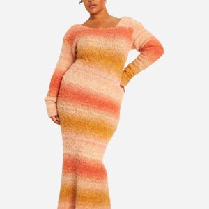 Plus Ombre Fluffy Knit Midaxi Dress