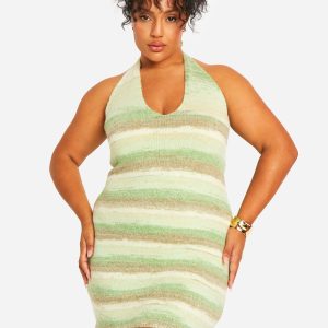 Plus Cowl Knitted Buckle Dress