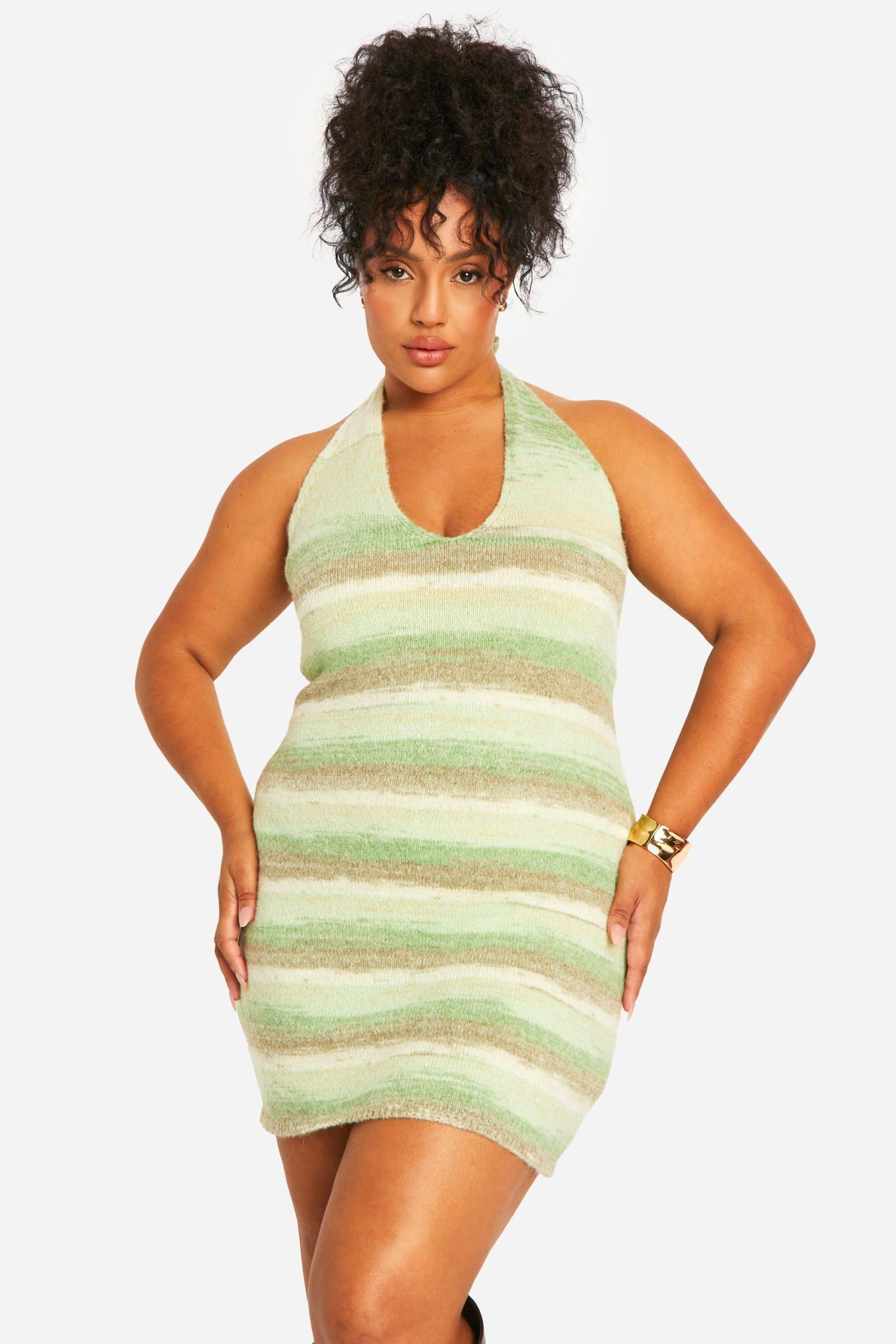 Plus Cowl Knitted Buckle Dress