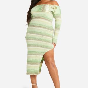 Plus Bardot Buckle Knitted Dress