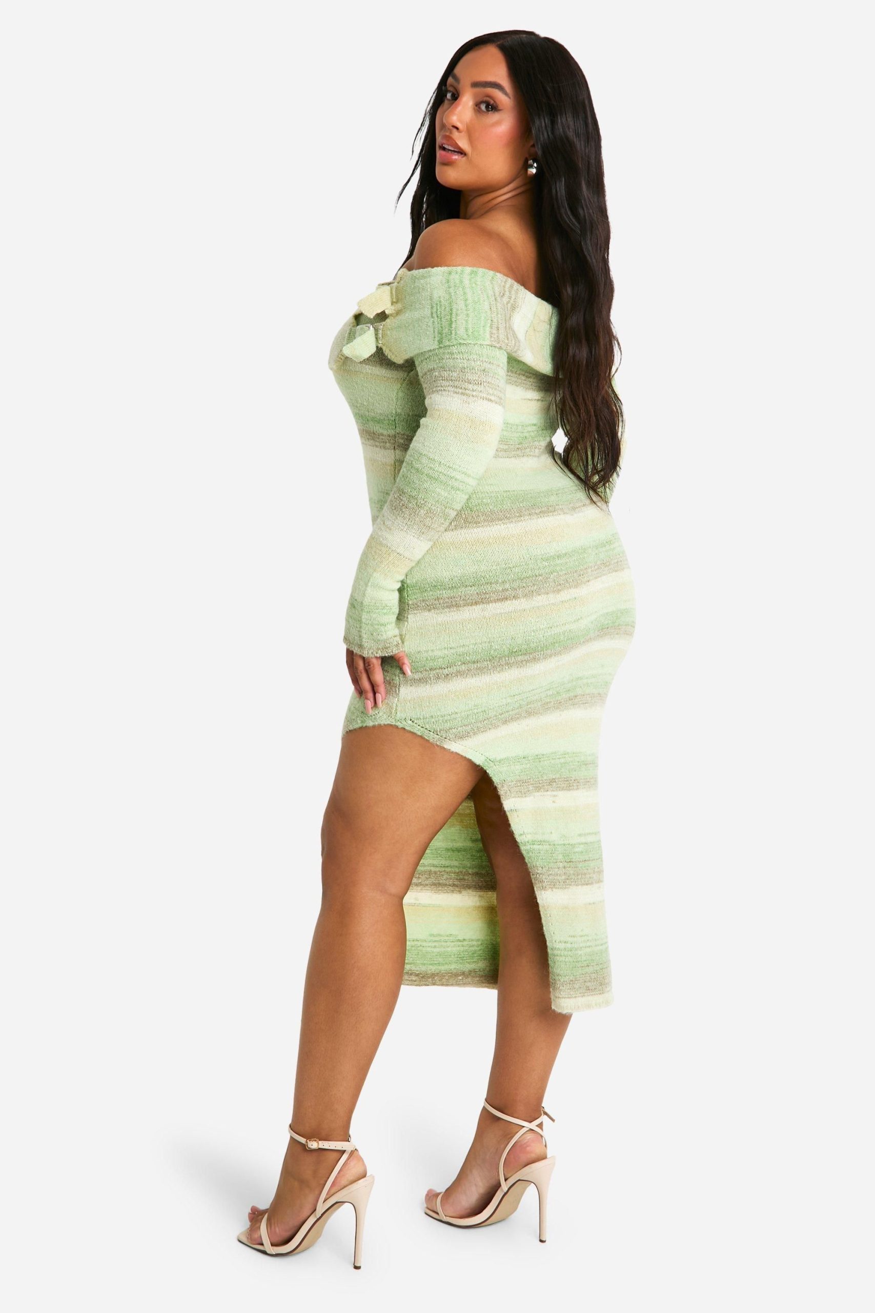 Plus Bardot Buckle Knitted Dress - Image 2