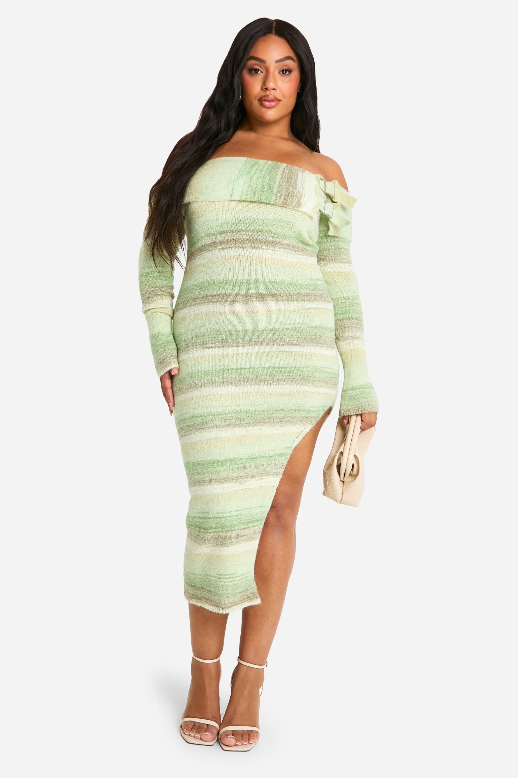 Plus Bardot Buckle Knitted Dress - Image 3