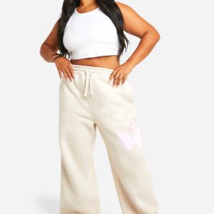 Plus Butterfly Puff Print Straight Leg Jogger