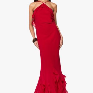 Ruffle Halterneck Maxi Dress