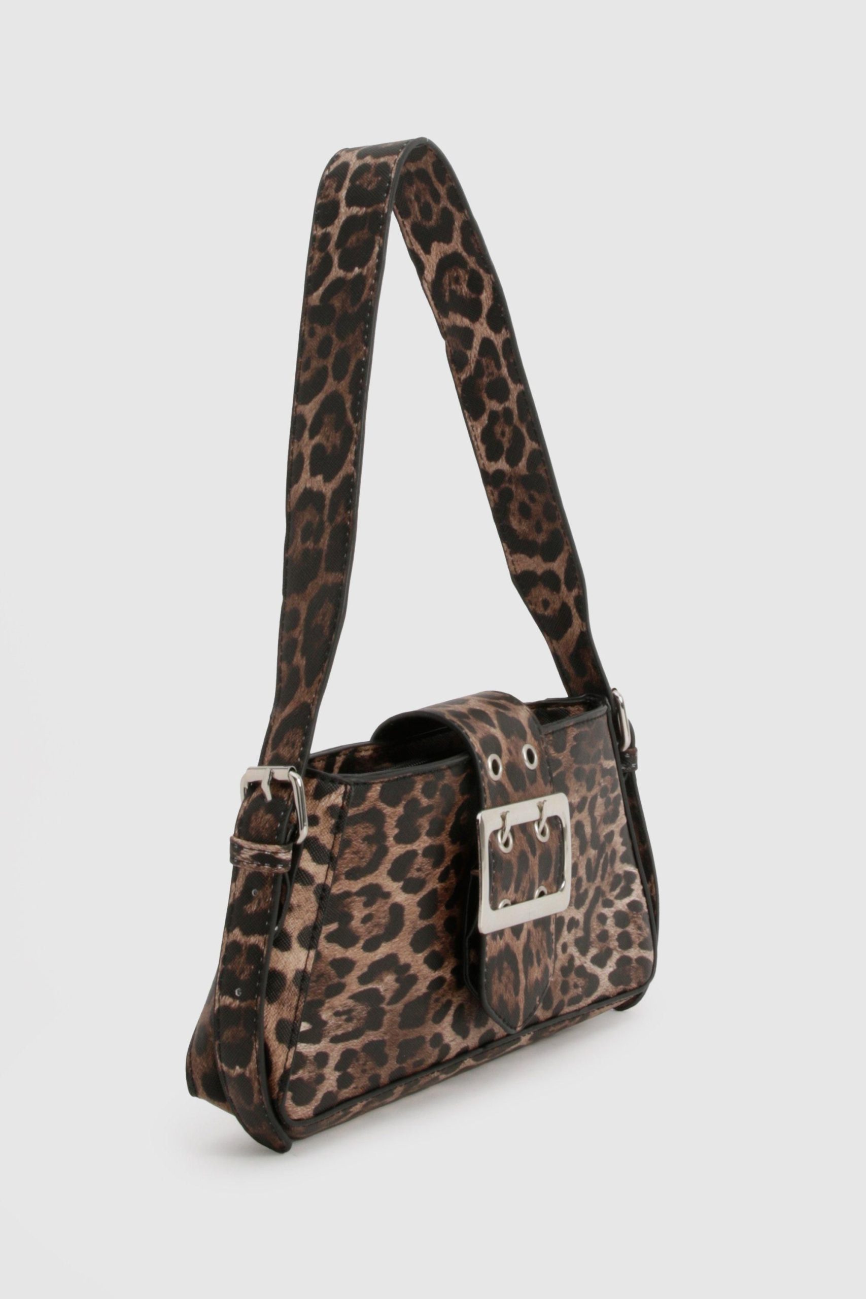 Buckle Detail Leopard Shoulder Bag - Image 3