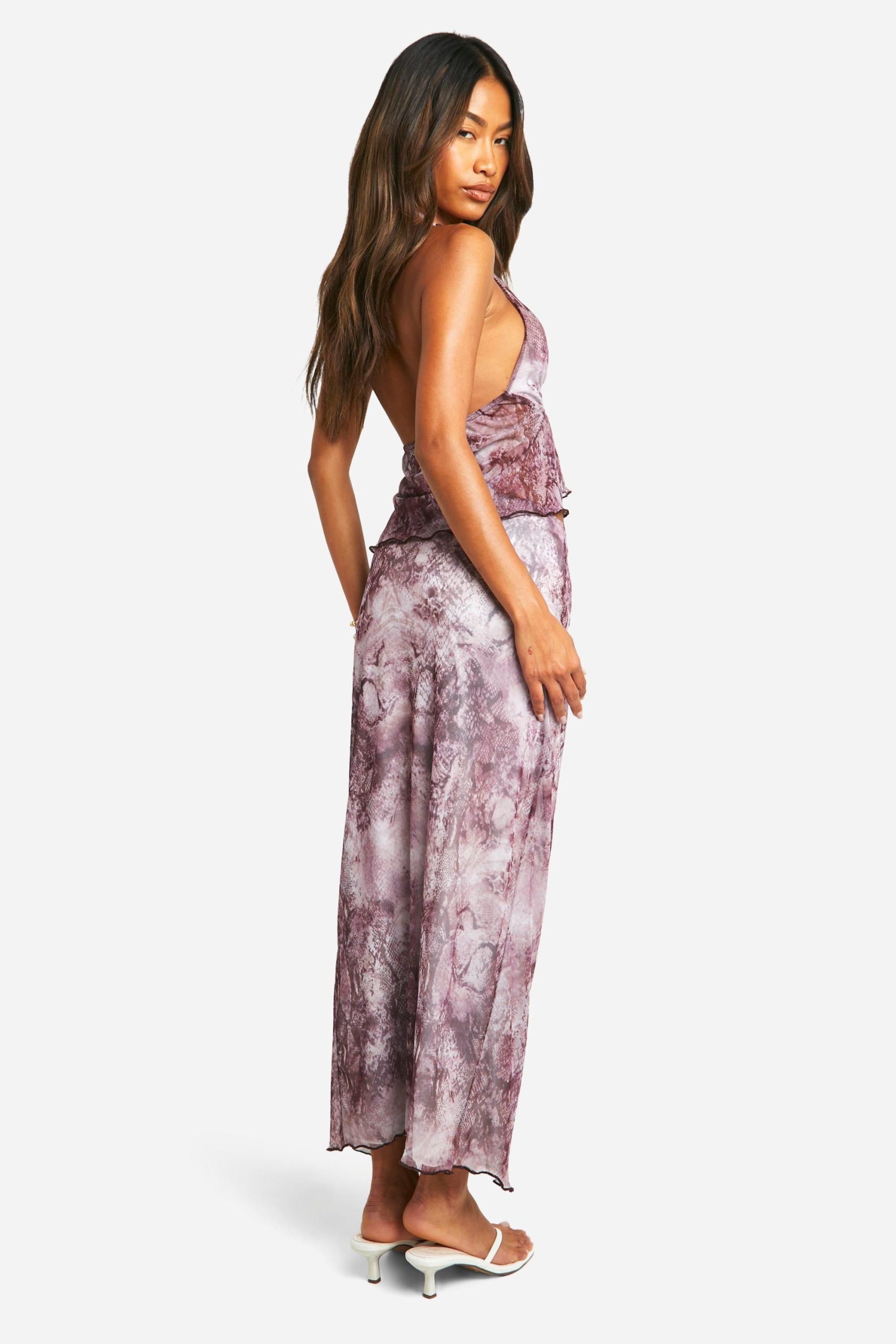 Snake Print Mesh Low Rise Midaxi Skirt - Image 2