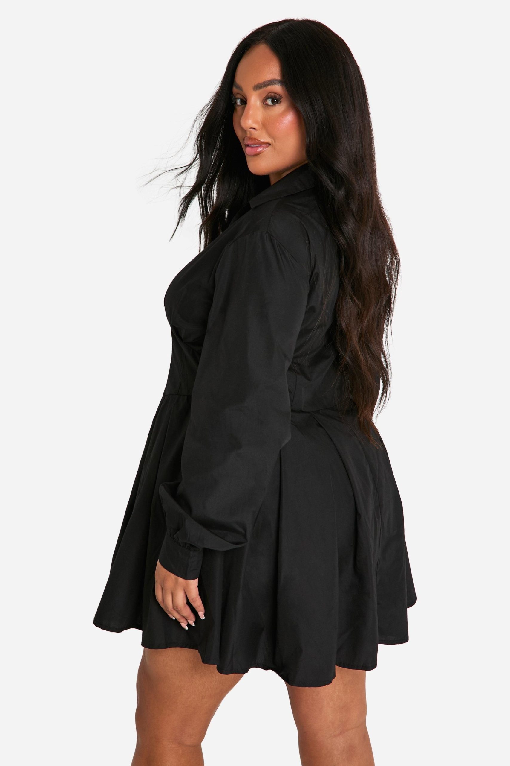 Plus Corset Detail Shirt Dress - Image 2