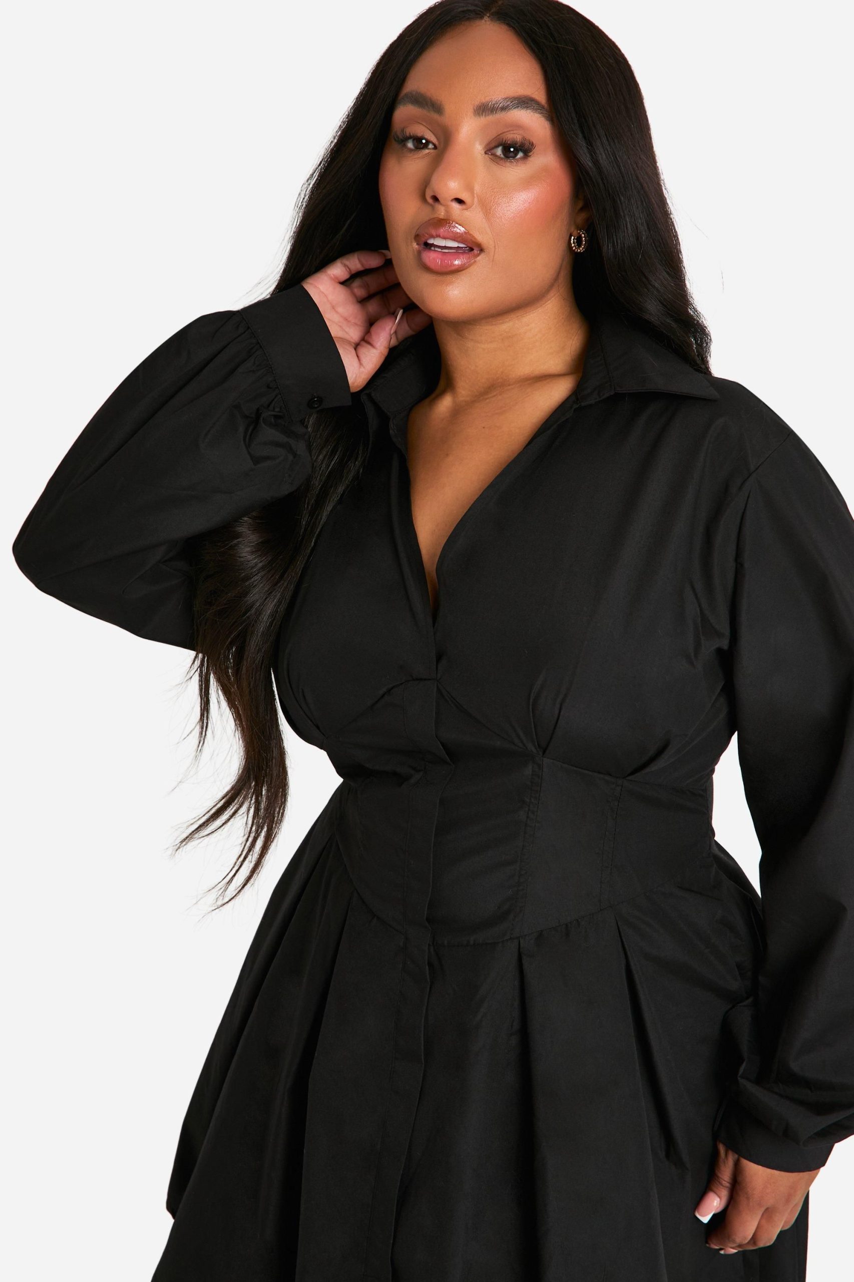 Plus Corset Detail Shirt Dress - Image 4