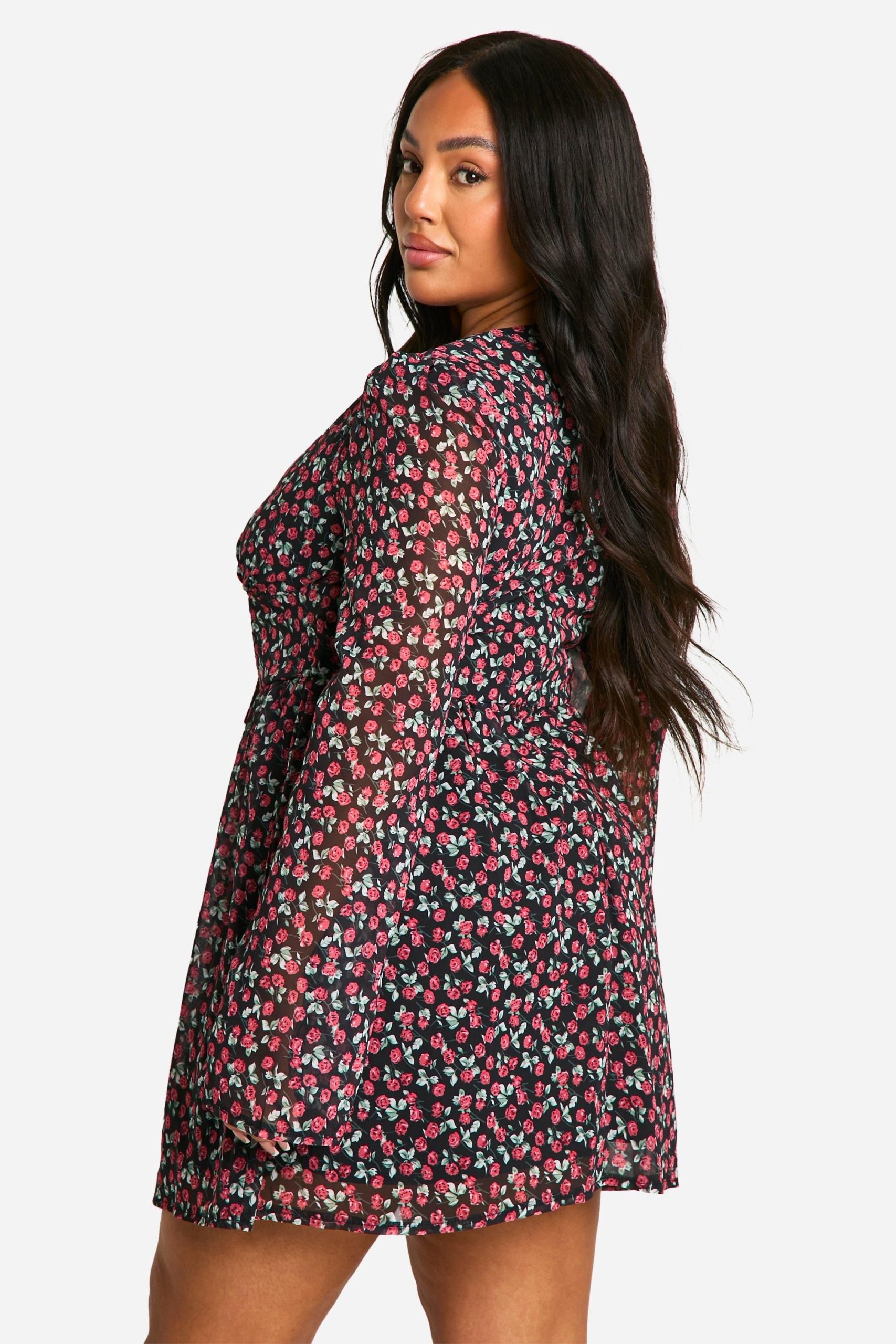 Plus Woven Floral Milkmaid Skater Dress - Image 2