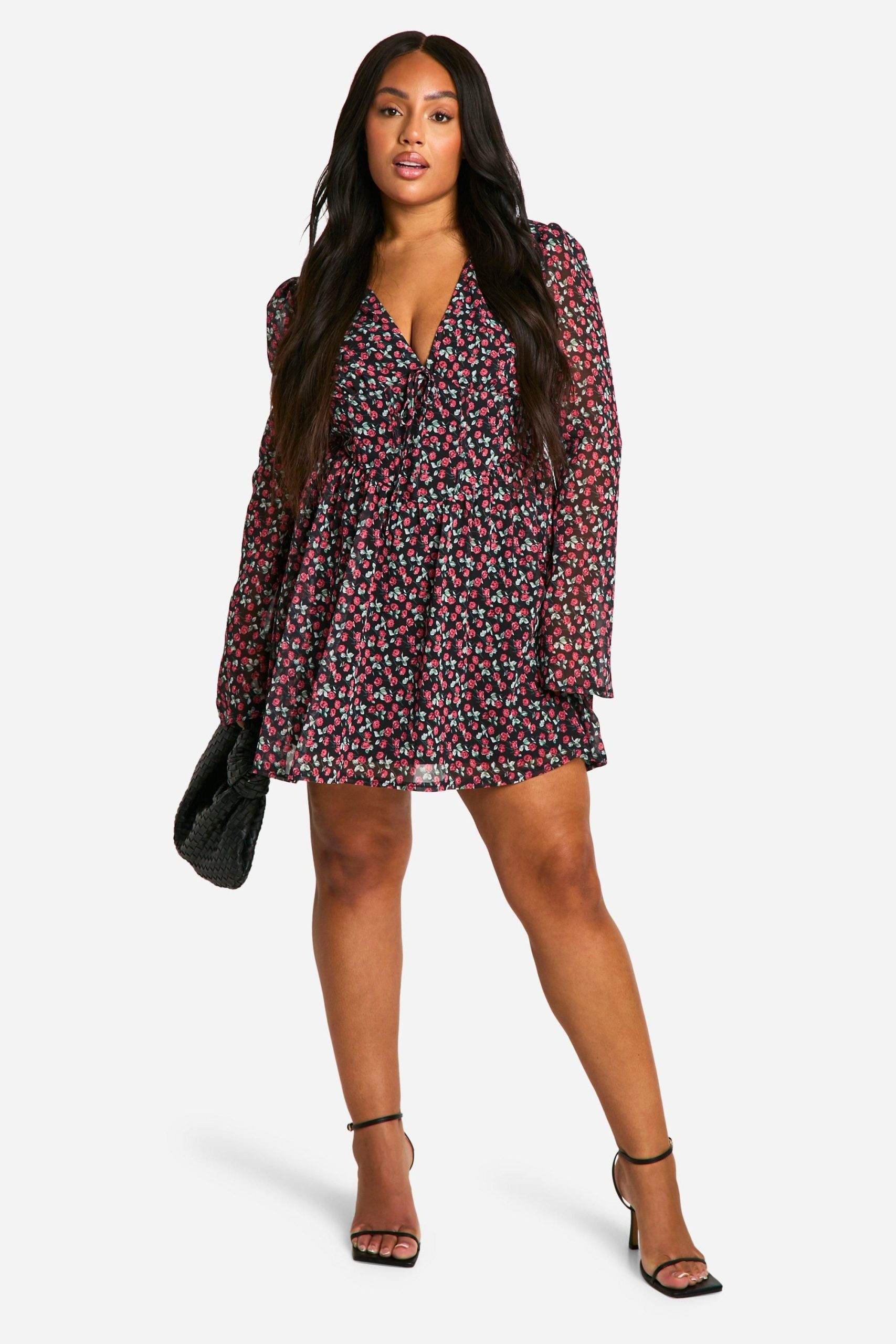 Plus Woven Floral Milkmaid Skater Dress - Image 3
