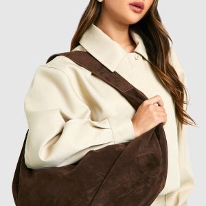Faux Suede Slouchy Shoulder Bag