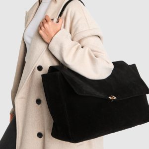 Faux Suede Oversized Shoulder Bag