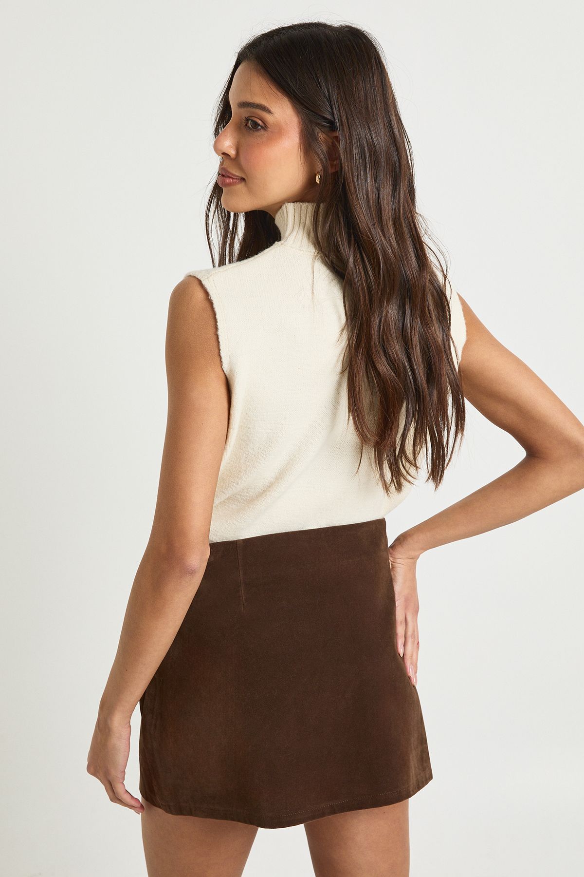 Suede Look Mini Skirt - Image 2