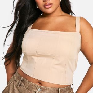 Plus Square Neck Seam Detail Corset