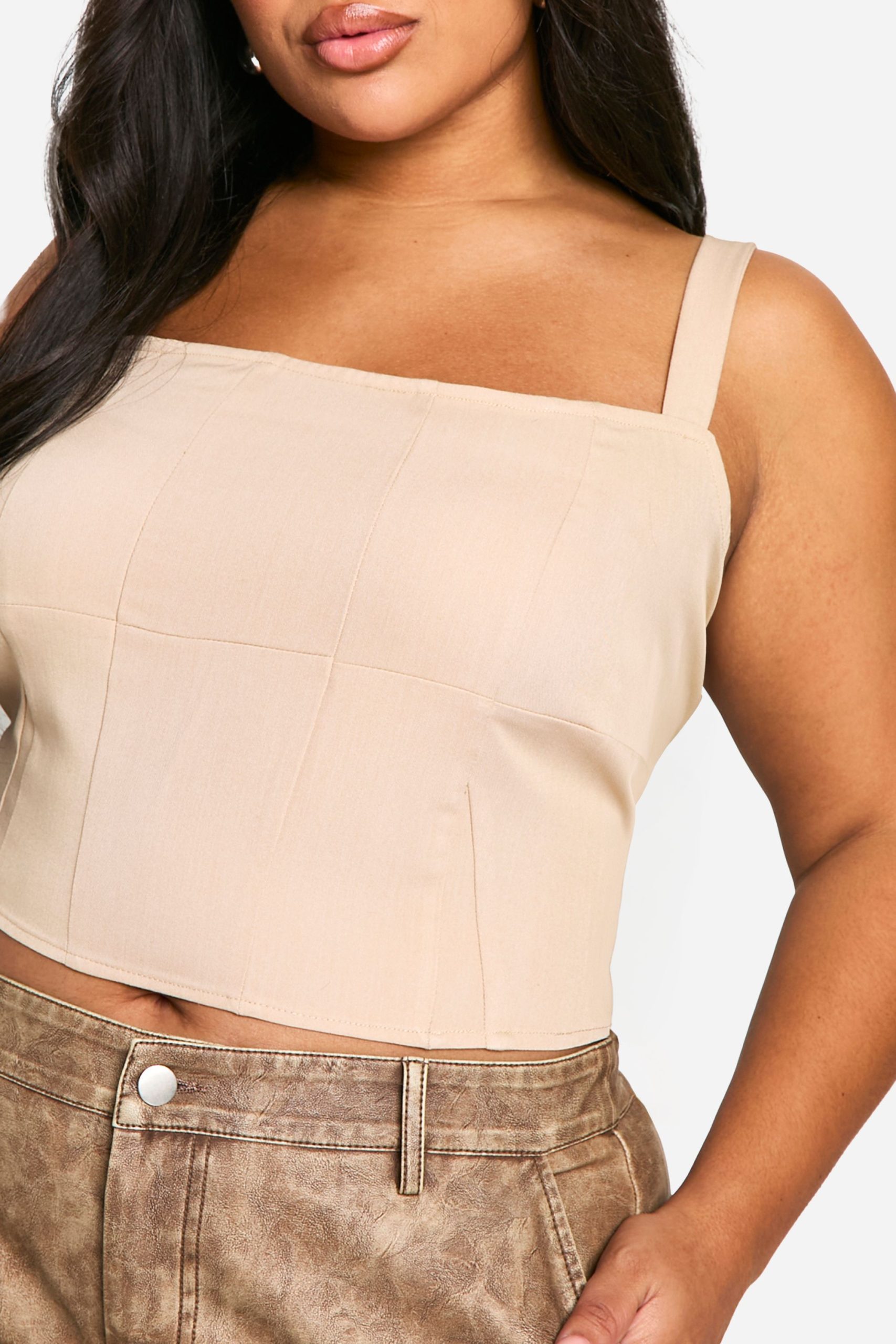 Plus Square Neck Seam Detail Corset - Image 4