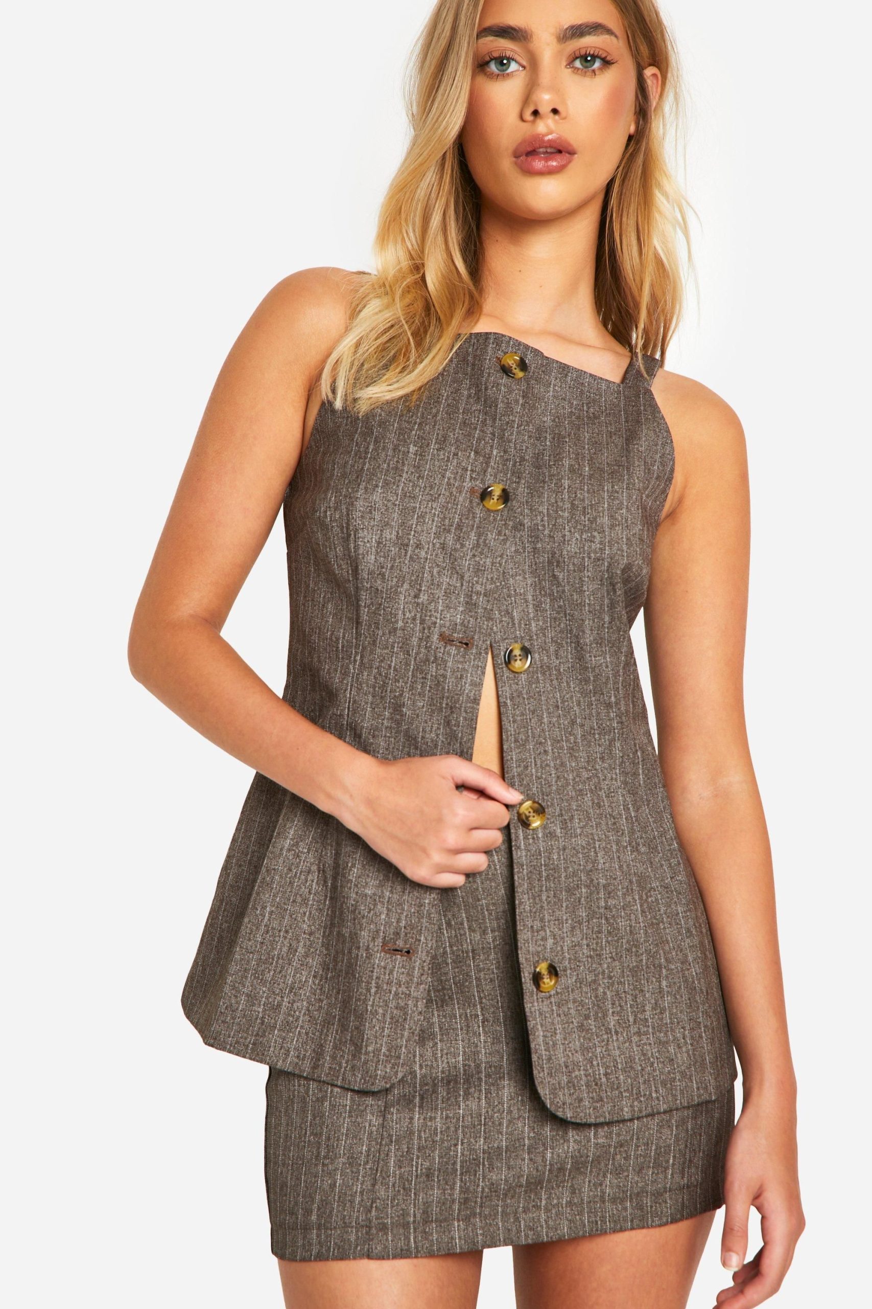 Premium Pinstripe Longline Waistcoat - Image 5