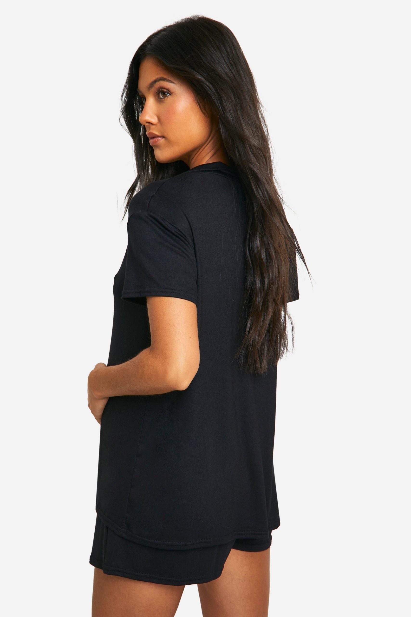 Maternity Peached Button Down Shirt And Short Pj Set - Image 2