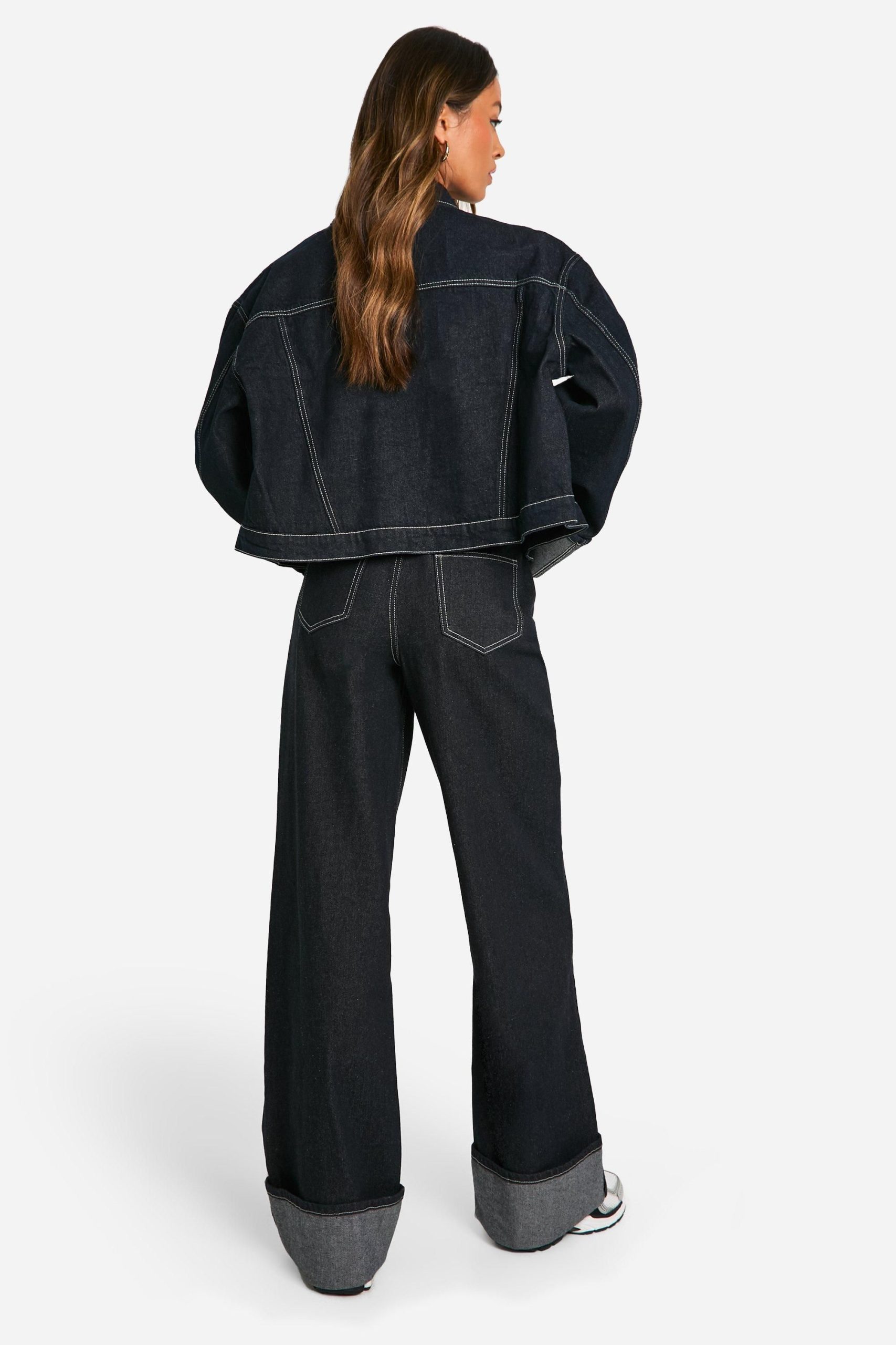 Tall Indigo Deep Turn Up Cuff Wide Leg Jeans - Image 2