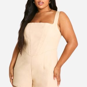 Plus Woven Corset Playsuit