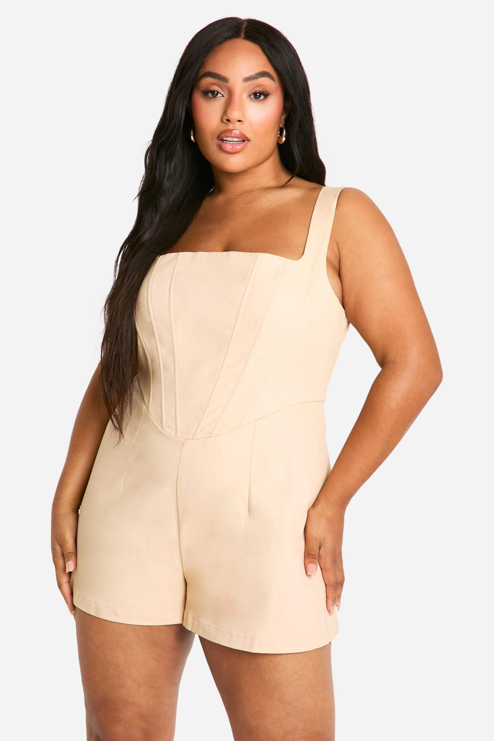 Plus Woven Corset Playsuit