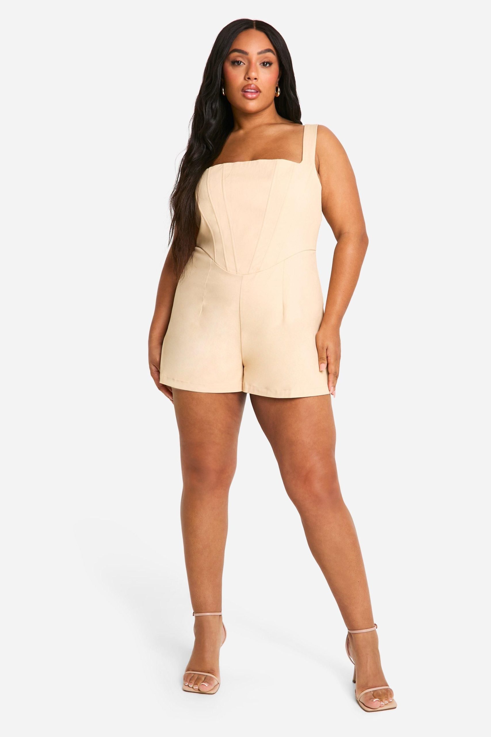Plus Woven Corset Playsuit - Image 3