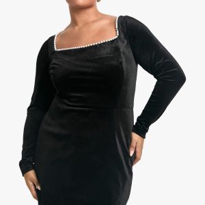 Plus Pearl Square Neck Skater Dress