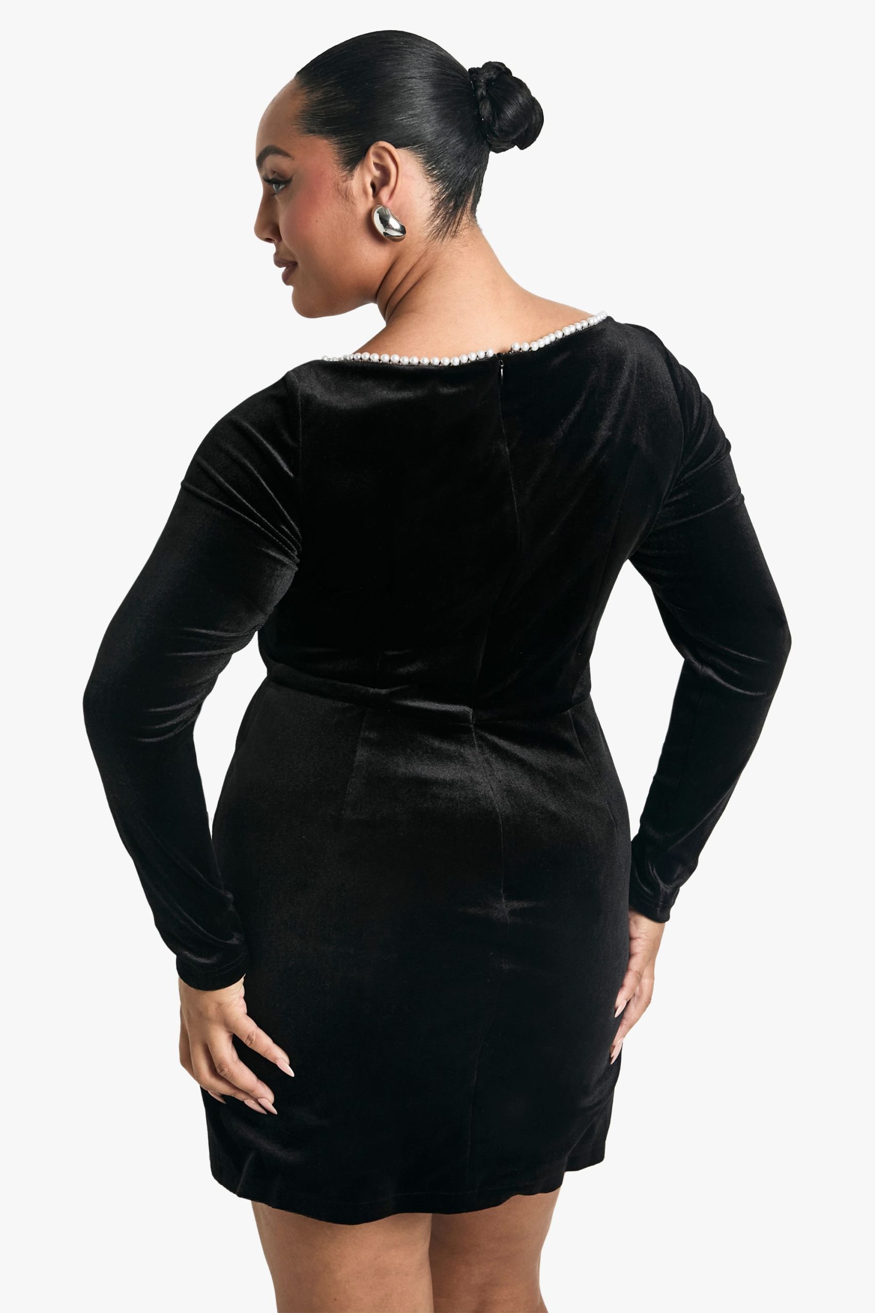 Plus Pearl Square Neck Skater Dress - Image 2