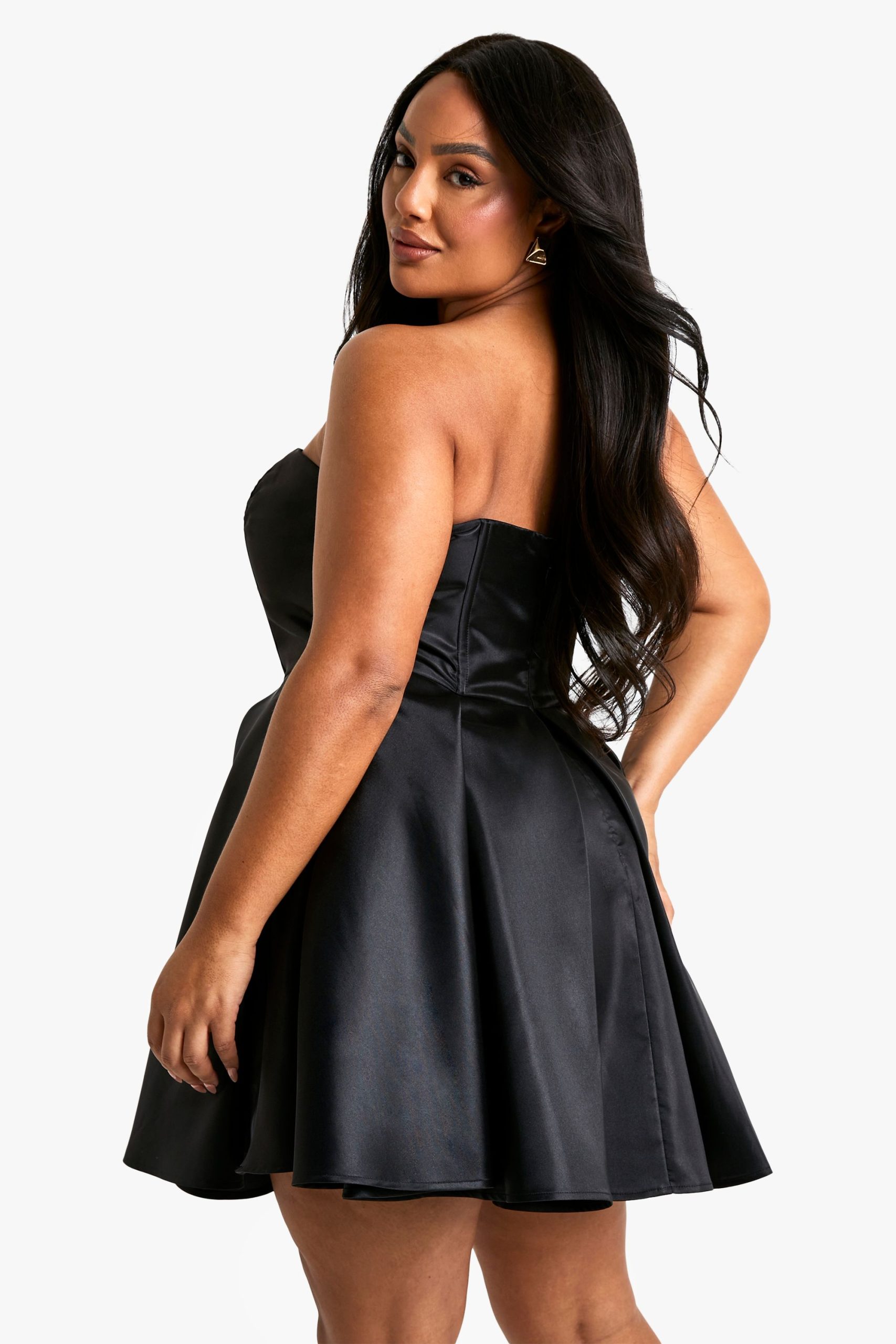 Plus Bandeau Pleated Skater Dress - Image 2