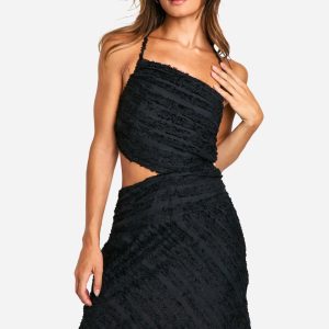 Tall Textured Chiffon Ruffle Mini Dress