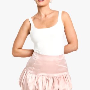 Satin Puffball Mini Skirt
