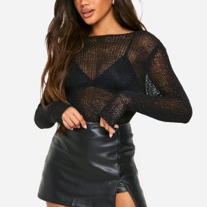 Pu Split Hem Skort