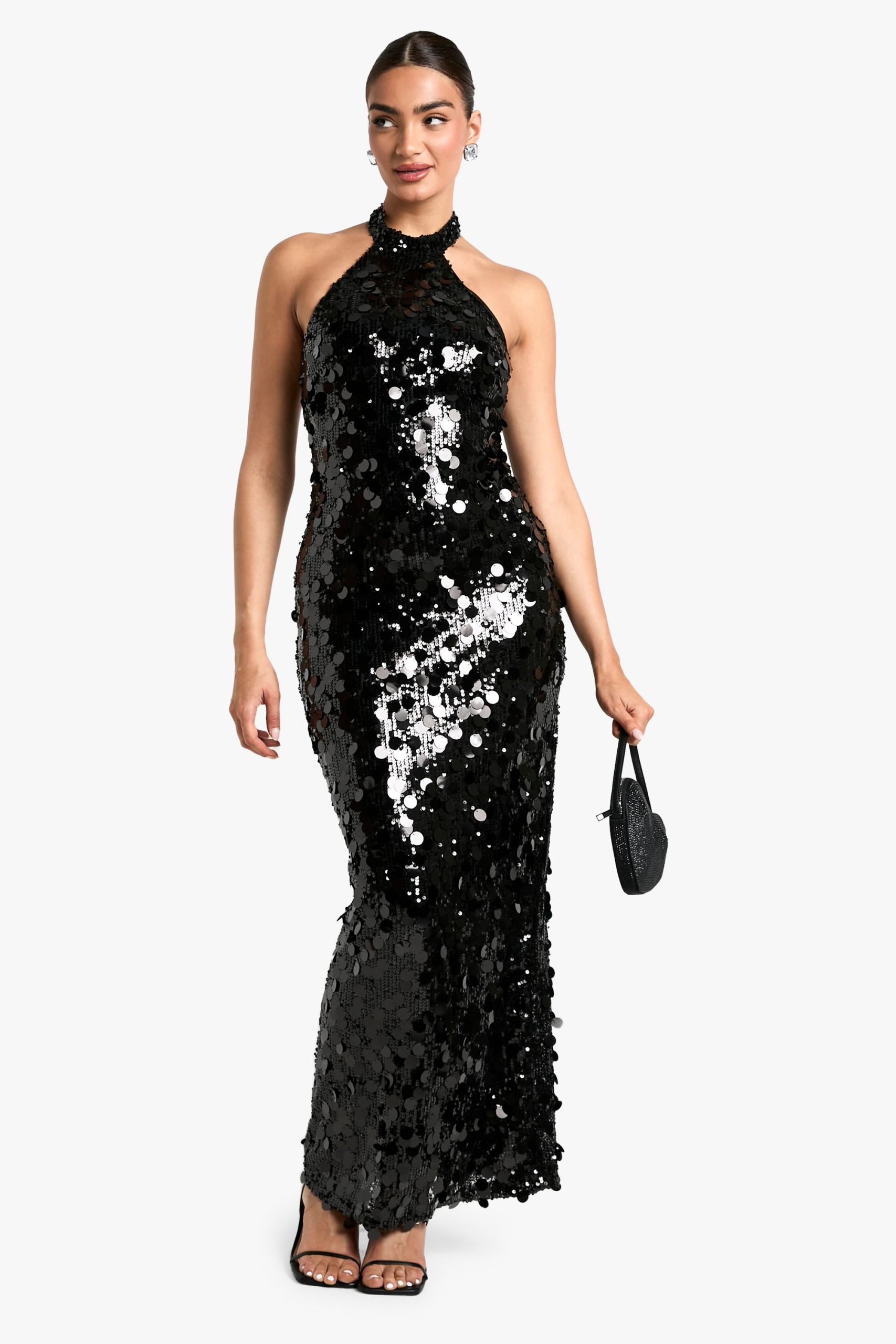 Disc Sequin Halterneck Maxi Dress - Image 3