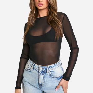 Basic Mesh Long Sleeve Bodysuit