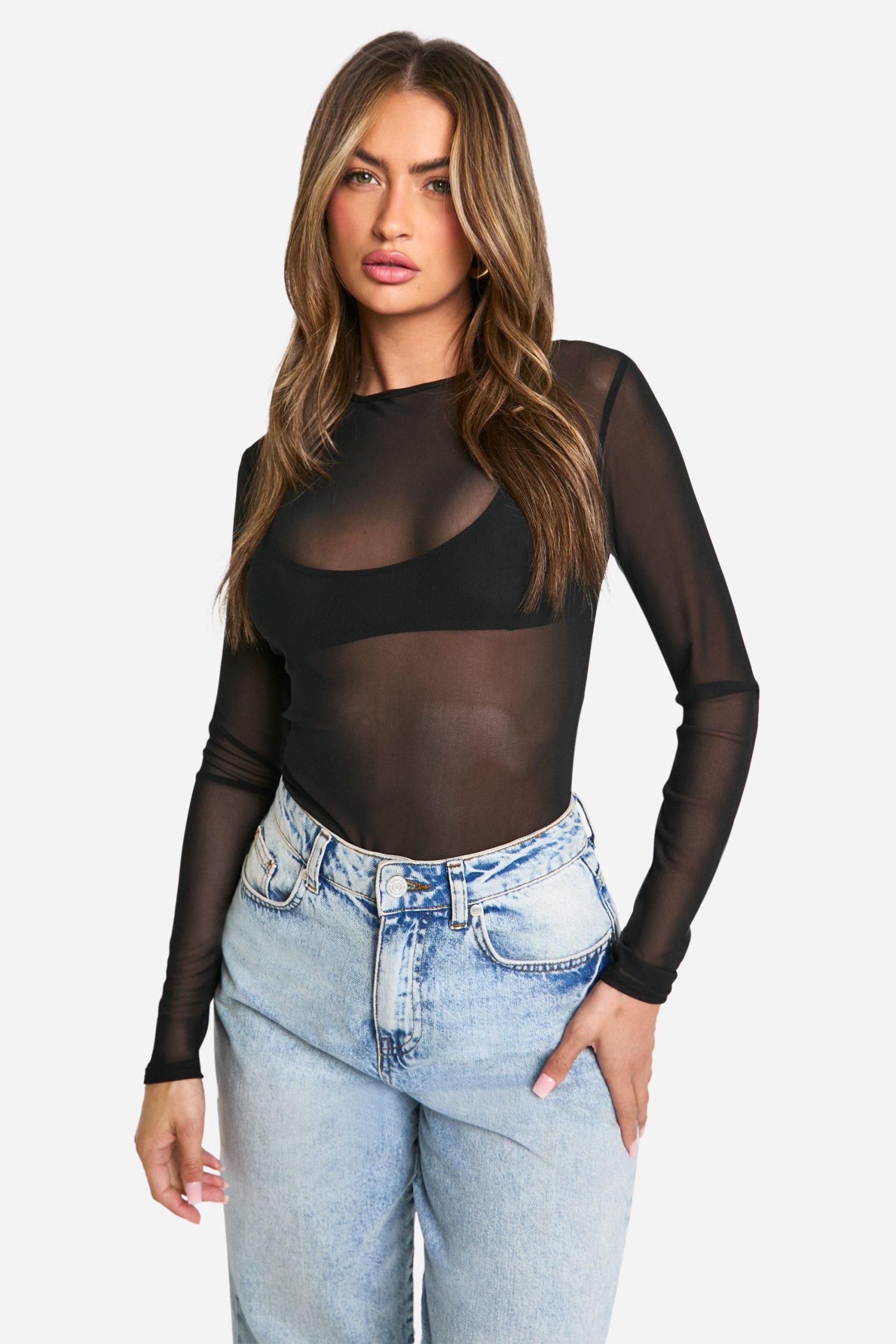 Basic Mesh Long Sleeve Bodysuit