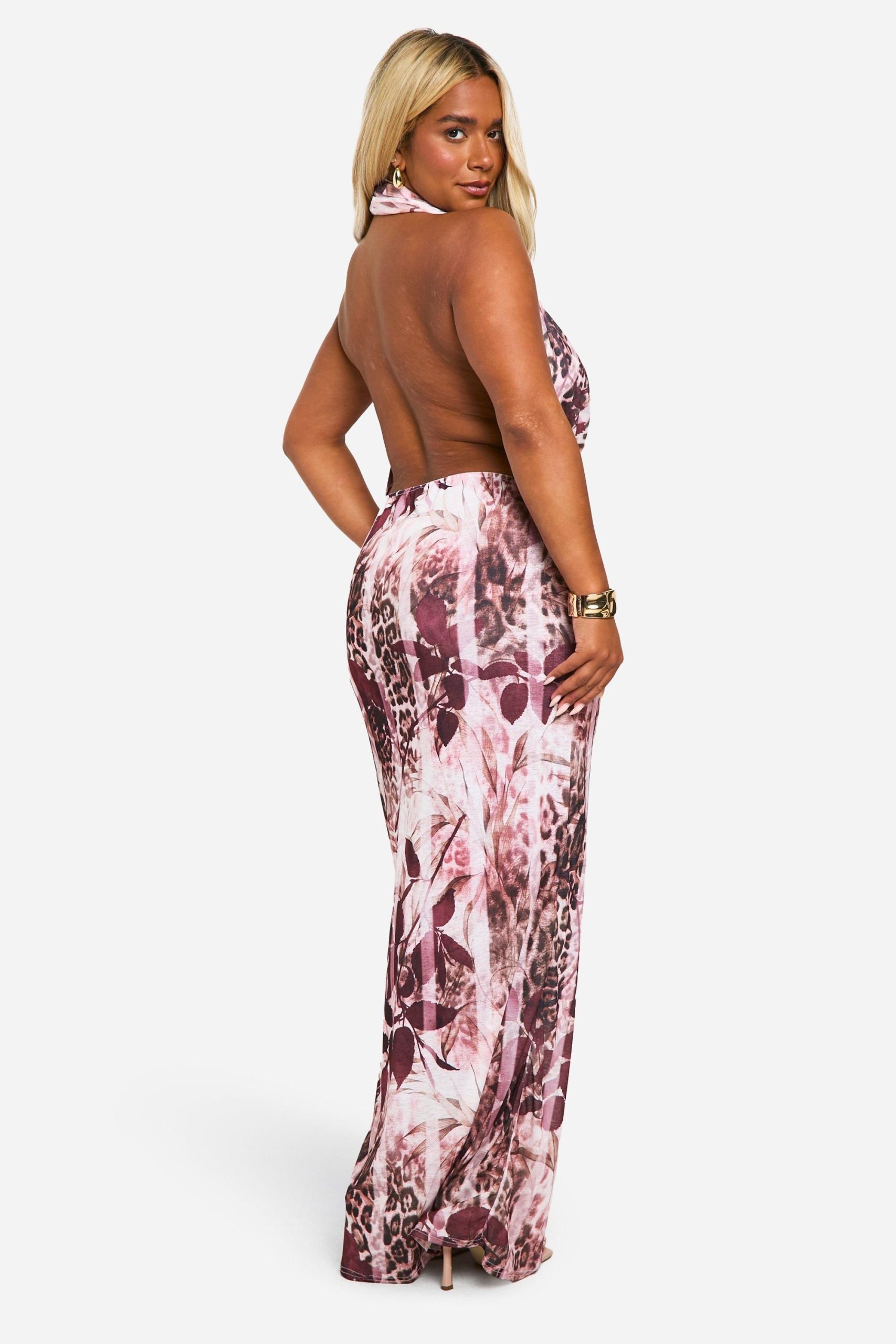 Plus Animal Print Halterneck Maxi Dress - Image 2