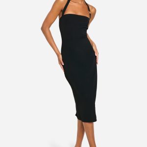 Tall Halter Strap Detail Bodycon Midi Dress