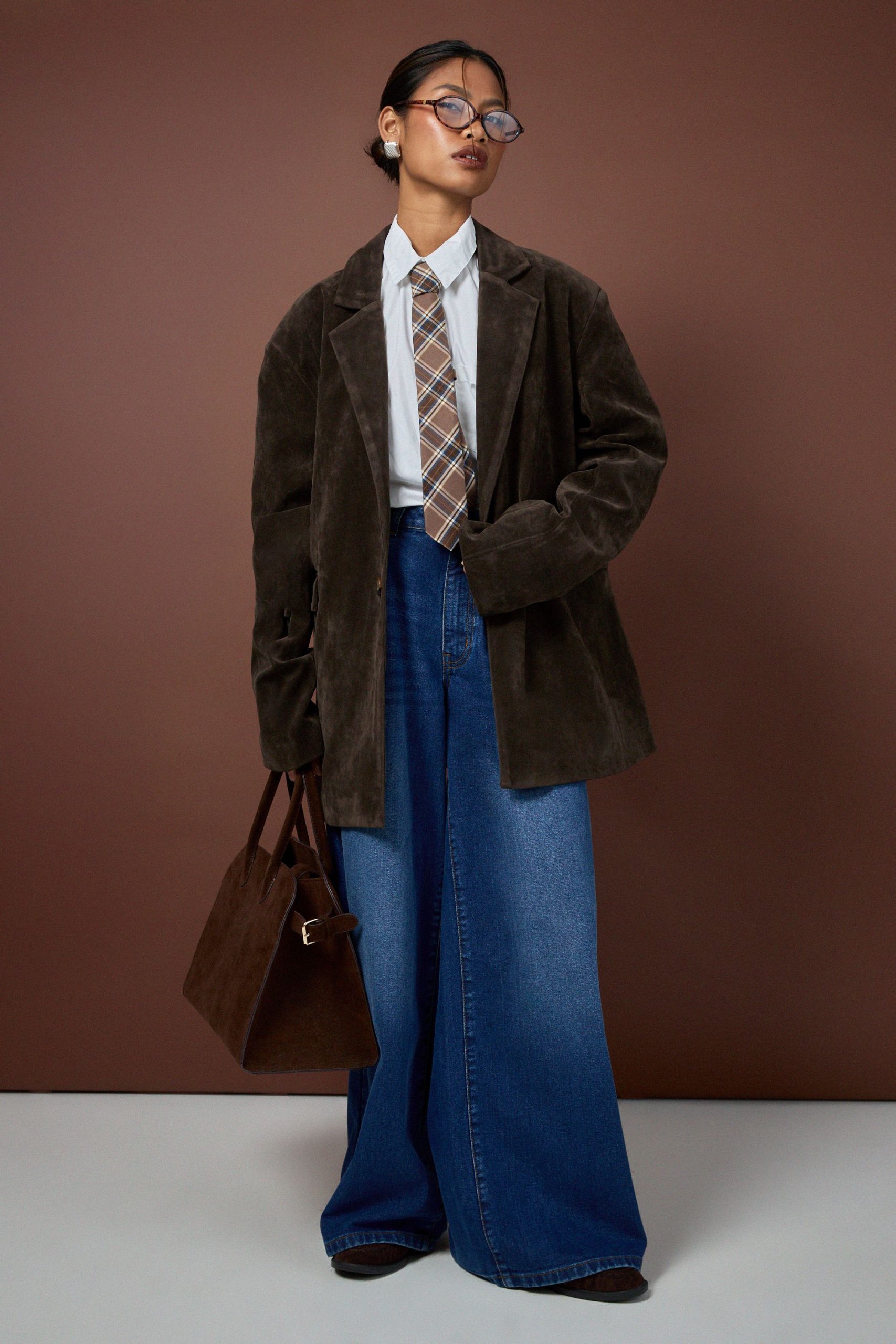 Vintage Look Suedette Oversized Blazer - Image 3