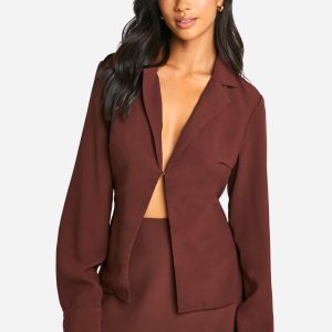 Petite Single Fastening Crepe Fitted Blouse
