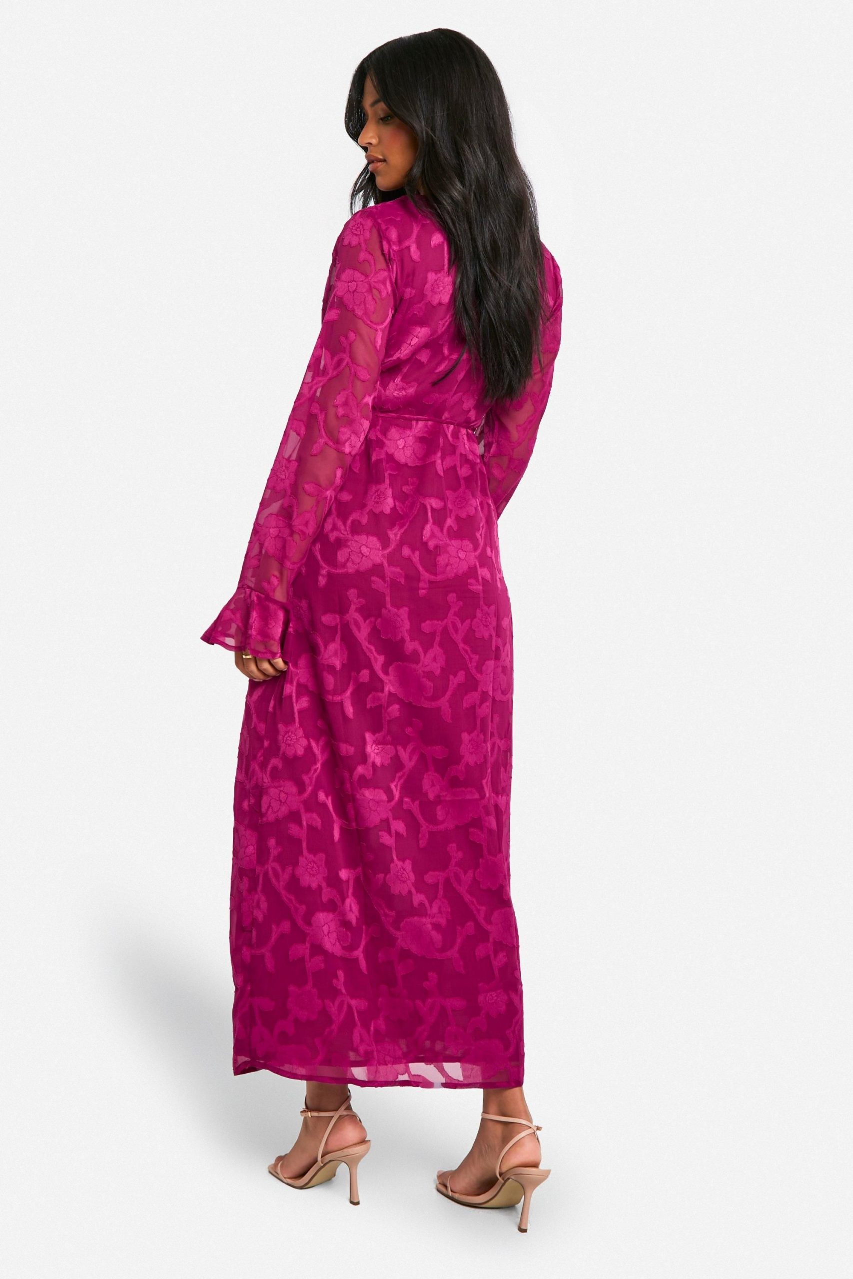 Tall Burnout Floral Ruffle Wrap Dress - Image 2