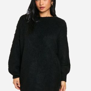 Petite Brushed Low Back Oversized Jumper Dress
