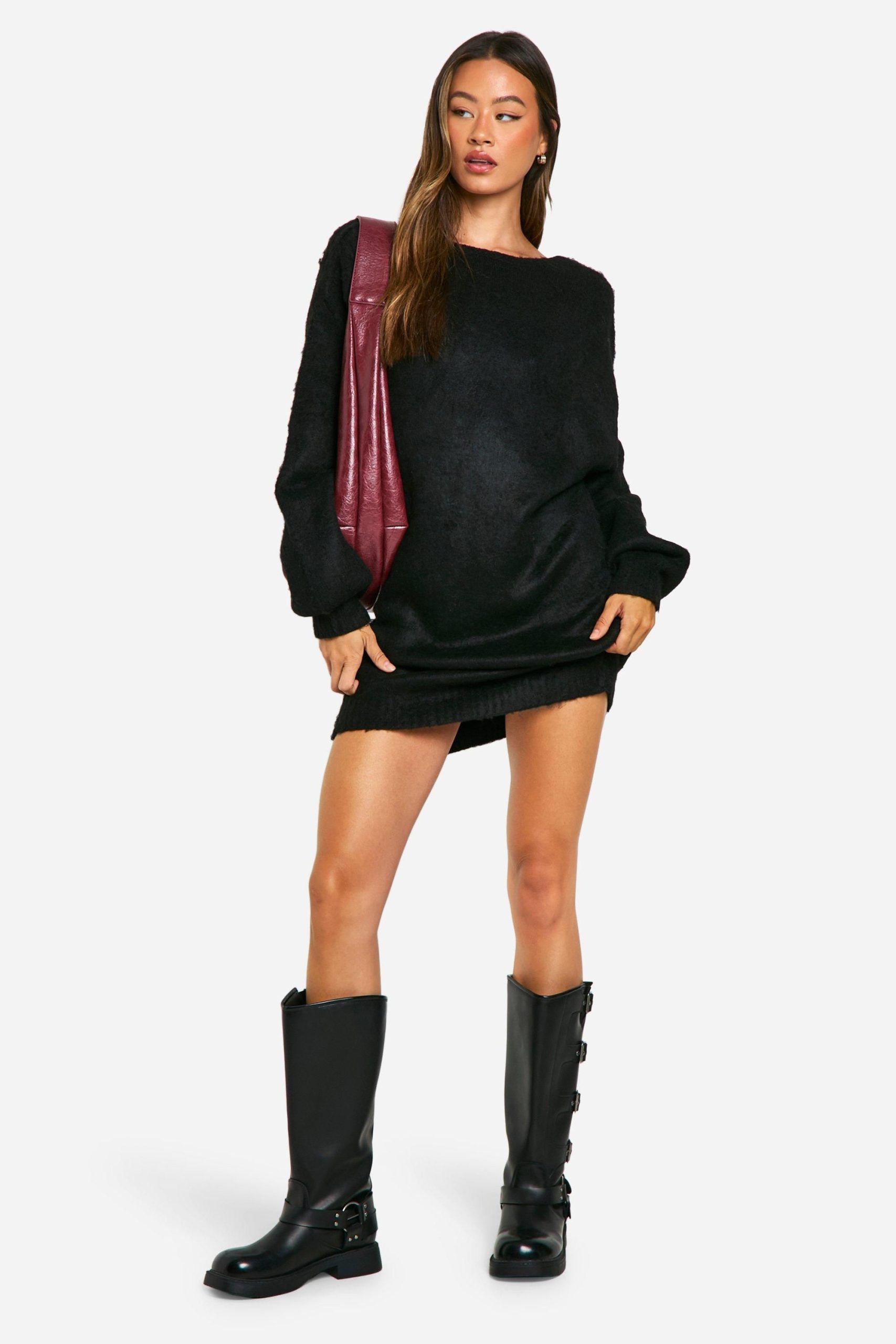 Tall Brushed Low Back Oversized Jumper Dress - Image 3