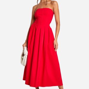 Bengaline Corset Skater Midaxi Dress