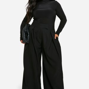 Plus Relaxed Pleat Wide Leg Trouser
