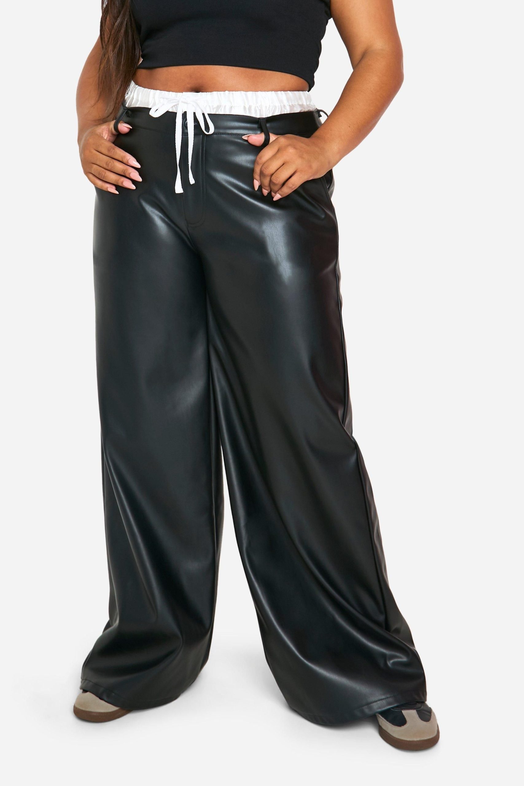 Plus Satin Boxer Waistband Wide Leg Trouser - Image 4