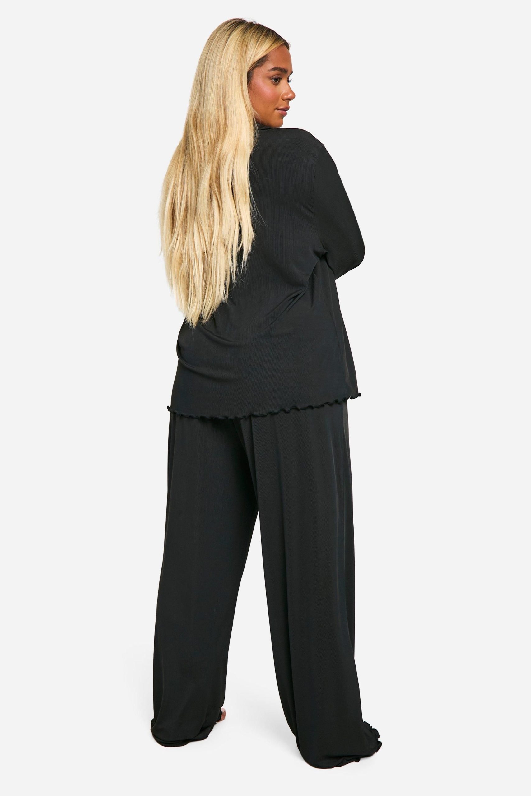 Plus Rib Button Front Trouser Pyjama Set - Image 2